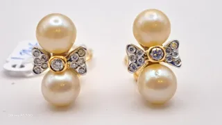 Pendientes Oro 18K Perlas y Diamantes