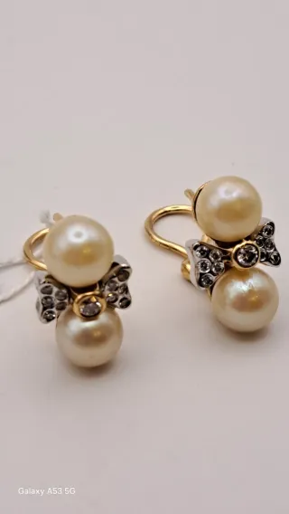 Pendientes Oro 18K Perlas y Diamantes
