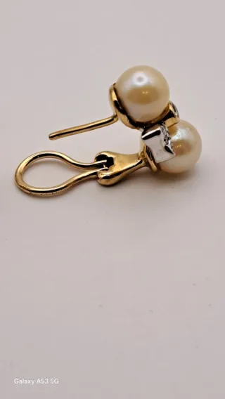 Pendientes Oro 18K Perlas y Diamantes