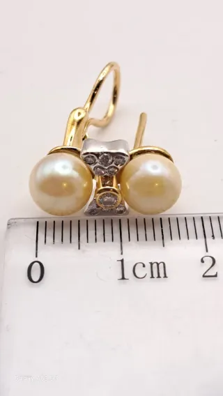 Pendientes Oro 18K Perlas y Diamantes
