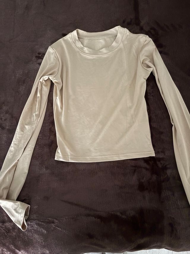 Camiseta manga larga licra beige