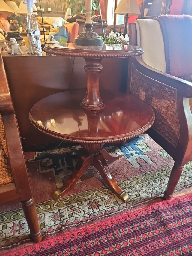 Mesa auxiliar de madera 2 pisos