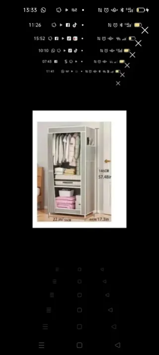 Armadio in tessuto beige/grigio