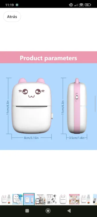 Mini impresora térmica portátil