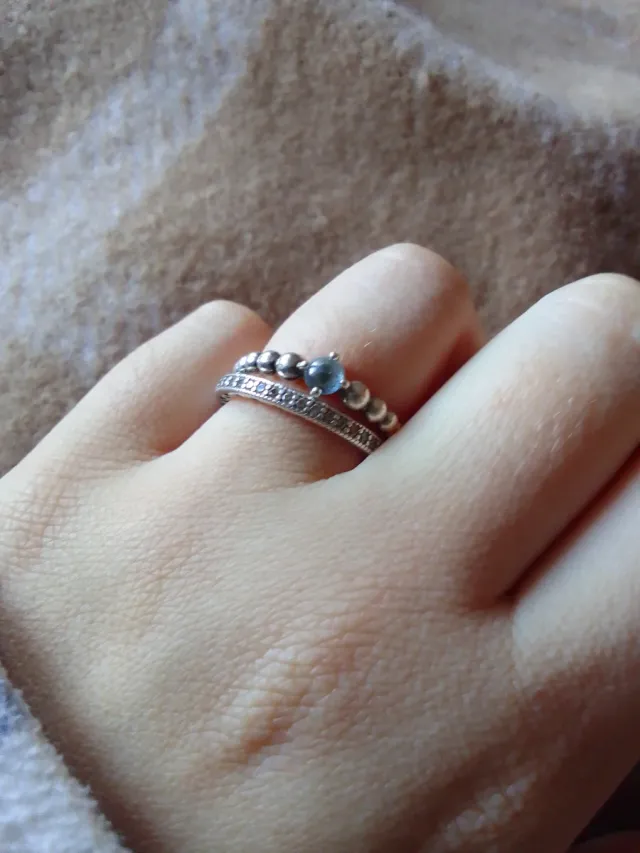 Anillos Pandora Corazones y Bolitas Plata