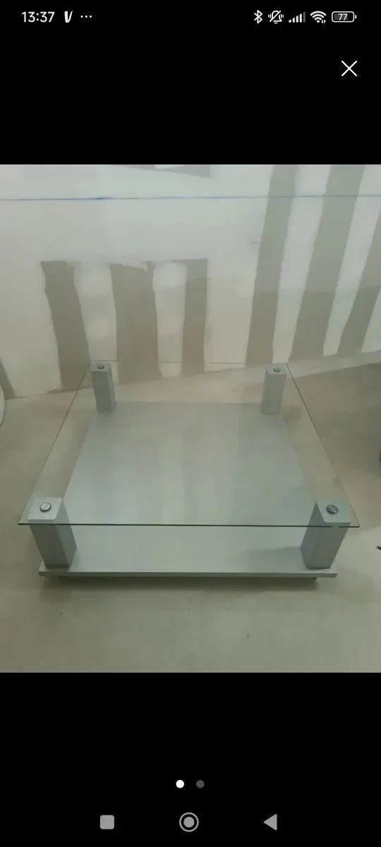 Mesa de centro cristal y metal