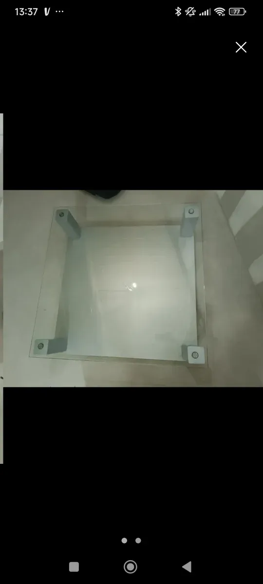 Mesa de centro cristal y metal