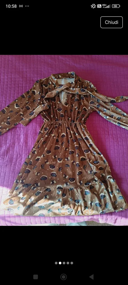 Vestito fantasia floreale marrone