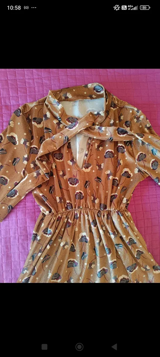 Vestito fantasia floreale marrone