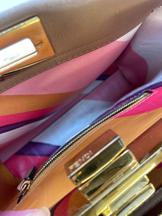 Borsa Fendi Peekaboo Beige e Oro