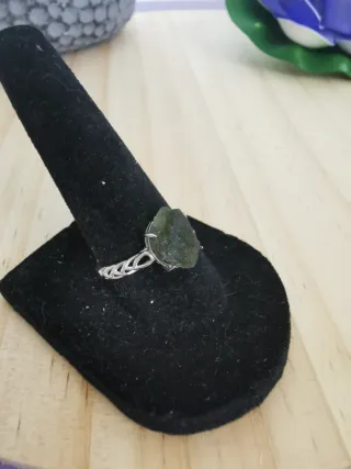 Anillo de Moldavita con Certificado, Ajustable.