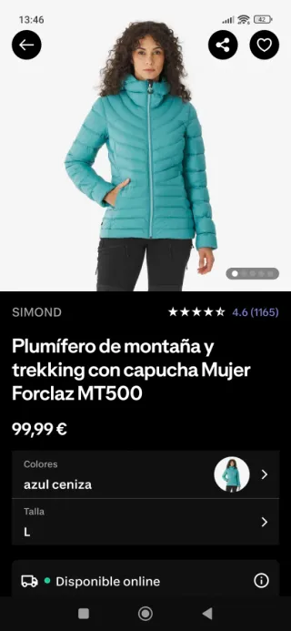 Chaqueta Plumífero Montaña Mujer SIMOND Talla L