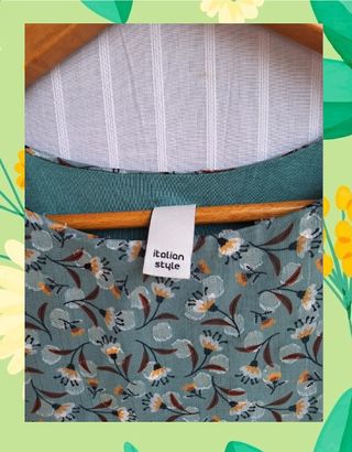 Camisa blusa peplum Talla M 38 verde flores