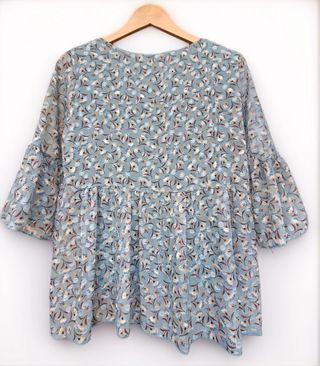 Camisa blusa peplum Talla M 38 verde flores