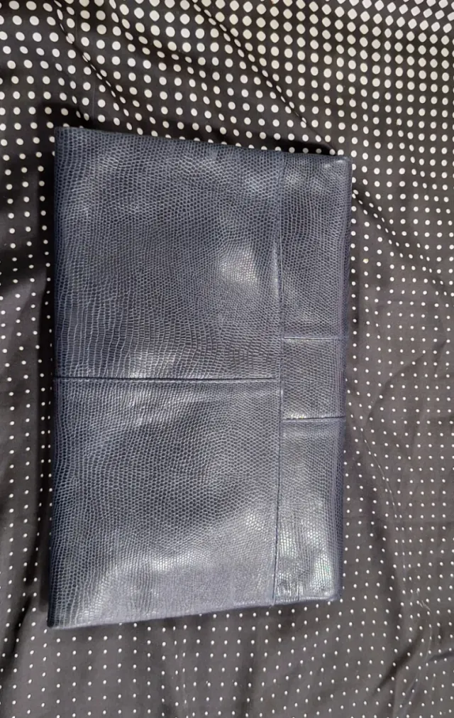 Cartera Piel Vintage Mujer Azul y Dorada