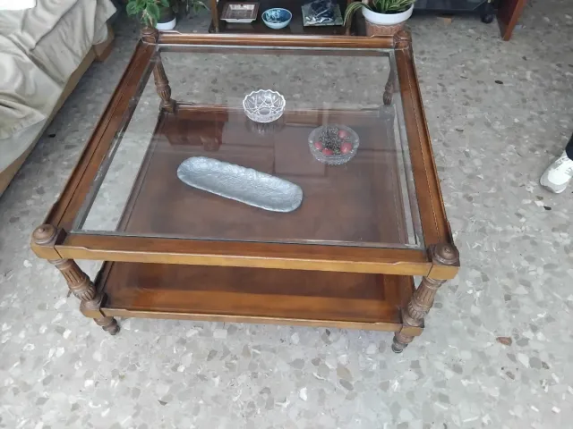 Mesa de centro madera maciza 90x90x48 cm