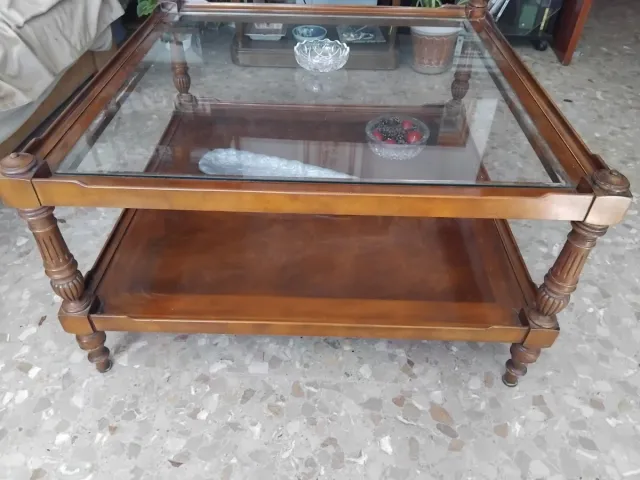 Mesa de centro madera maciza 90x90x48 cm