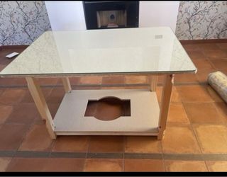 Mesa camilla color Rosa y cristal incluido