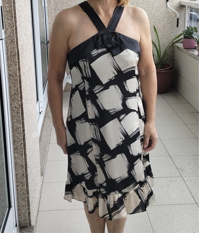 Vestido Talla M Negro y Blanco