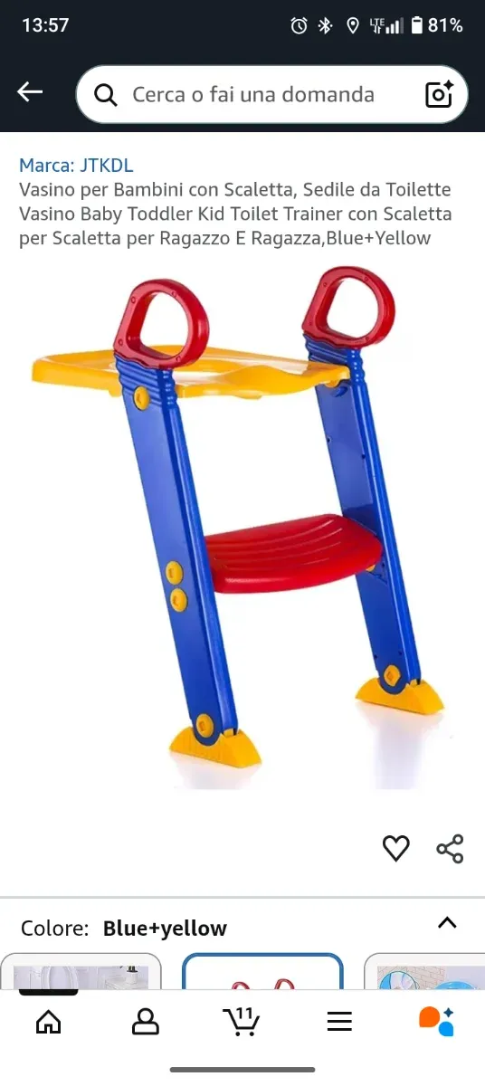 Riduttore bagno rosso/blu/giallo