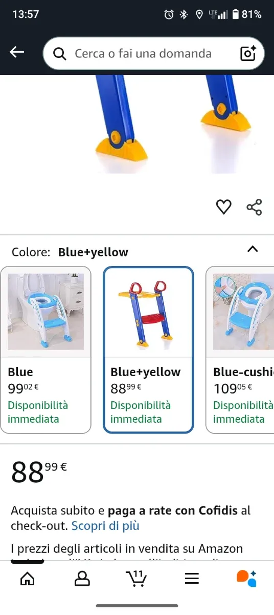 Riduttore bagno rosso/blu/giallo