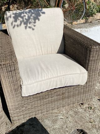 2 Sofás de Exterior Mimbre y Madera