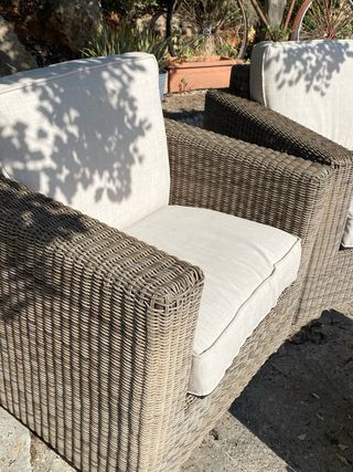 2 Sofás de Exterior Mimbre y Madera