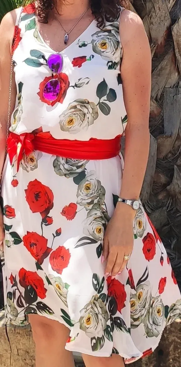 Vestido estampado floral rojo