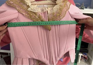 Traje de Fallera Niña Rosa y Dorado