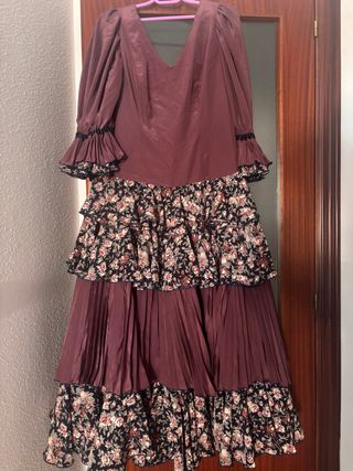 Traje Flamenca Marrón Chocolate Volantes