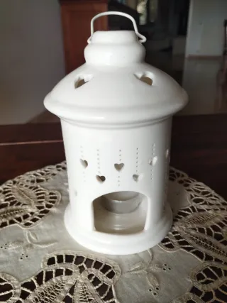 Porta candela in porcellana bianco