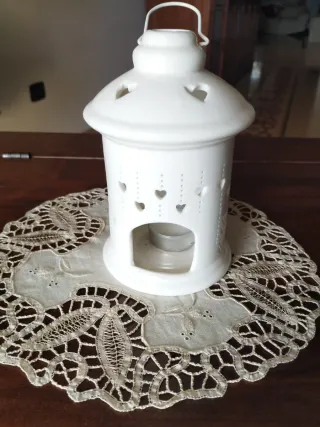 Porta candela in porcellana bianco