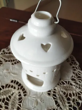 Porta candela in porcellana bianco