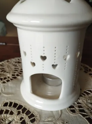 Porta candela in porcellana bianco