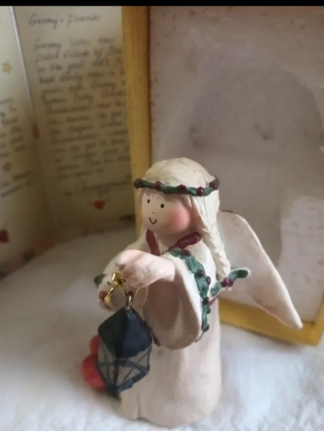 Figura Ángel Navidad Blanco y Dorado 10 cm