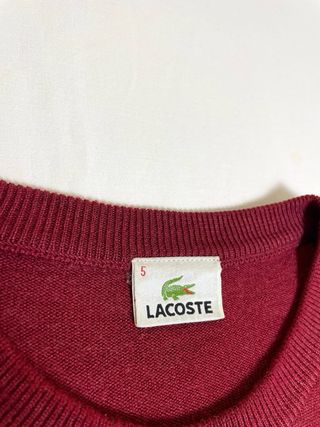 Jersey Lacoste Vintage Cuello Redondo Punto Rojo L