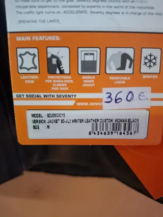 CHAQUETA CUERO MOTO SEVENTY SD-JL3 WINTER BLACK