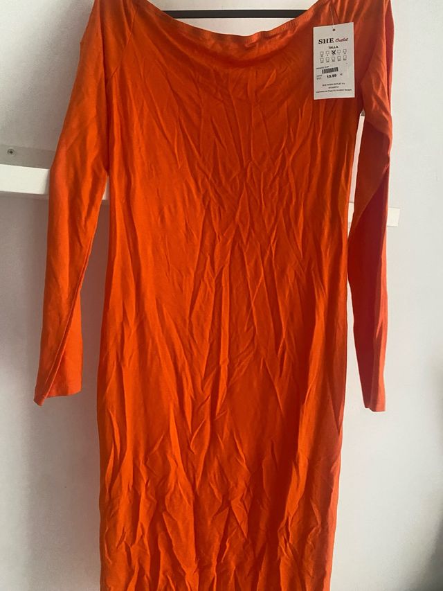 Vestido SHE licra talla única naranja