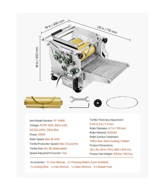 Máquina Automática Tortillas Acero Inoxidable