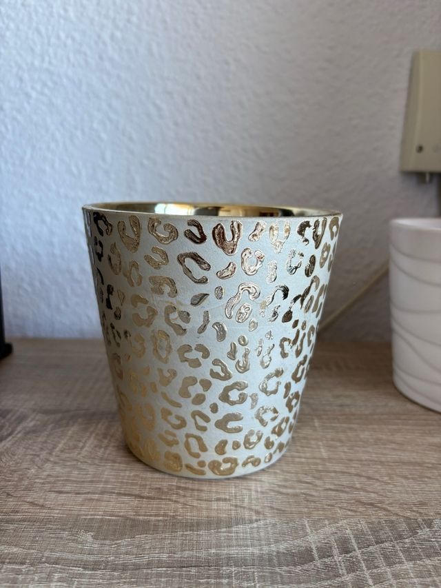 Macetas Decorativas Leopardo Oro y Blanco
