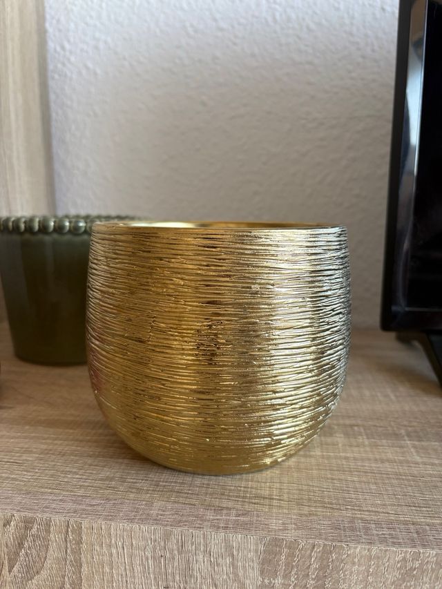 Macetas Decorativas Leopardo Oro y Blanco