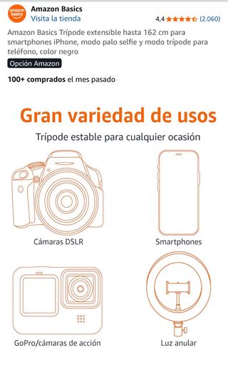 Trípode Amazon Basics Extensible 162cm. NUEVO!!!