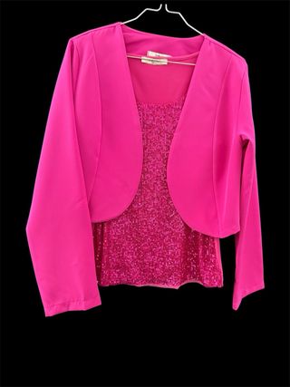 Completo donna top paillettes e coprispalle