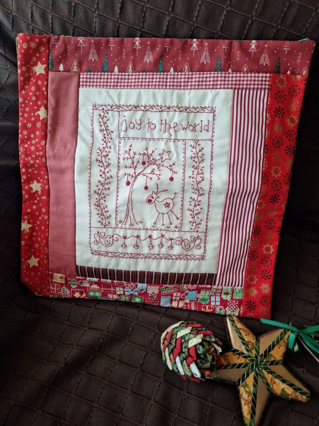 Funda Cojín Patchwork Decoración Navidad