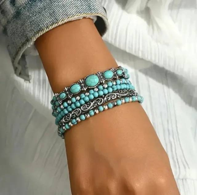 Conjunto 5 pulseras bohemio mujer