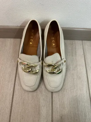 Mocassini BARCA pelle bianca catena oro taglia 39