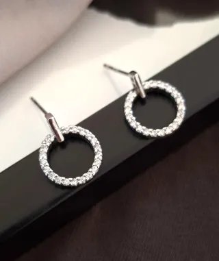Pendientes Aro Plata diamantitos de Moissanita.