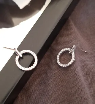 Pendientes Aro Plata diamantitos de Moissanita.