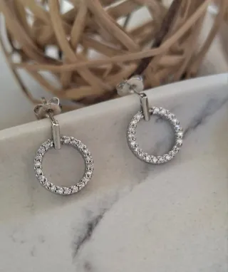 Pendientes Aro Plata diamantitos de Moissanita.