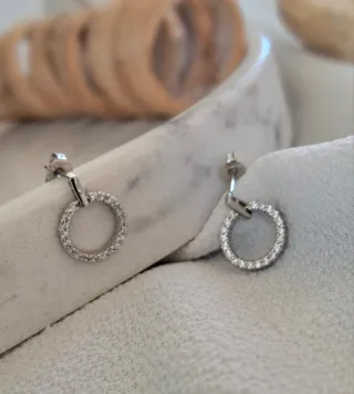 Pendientes Aro Plata diamantitos de Moissanita.